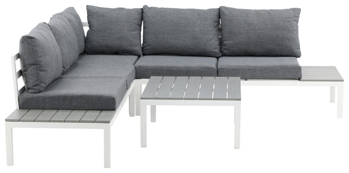 LOUNGEGARNITUR 133/167 cm Aluminium  - Weiß, KONVENTIONELL, Metall (133/167cm) - Gardenson