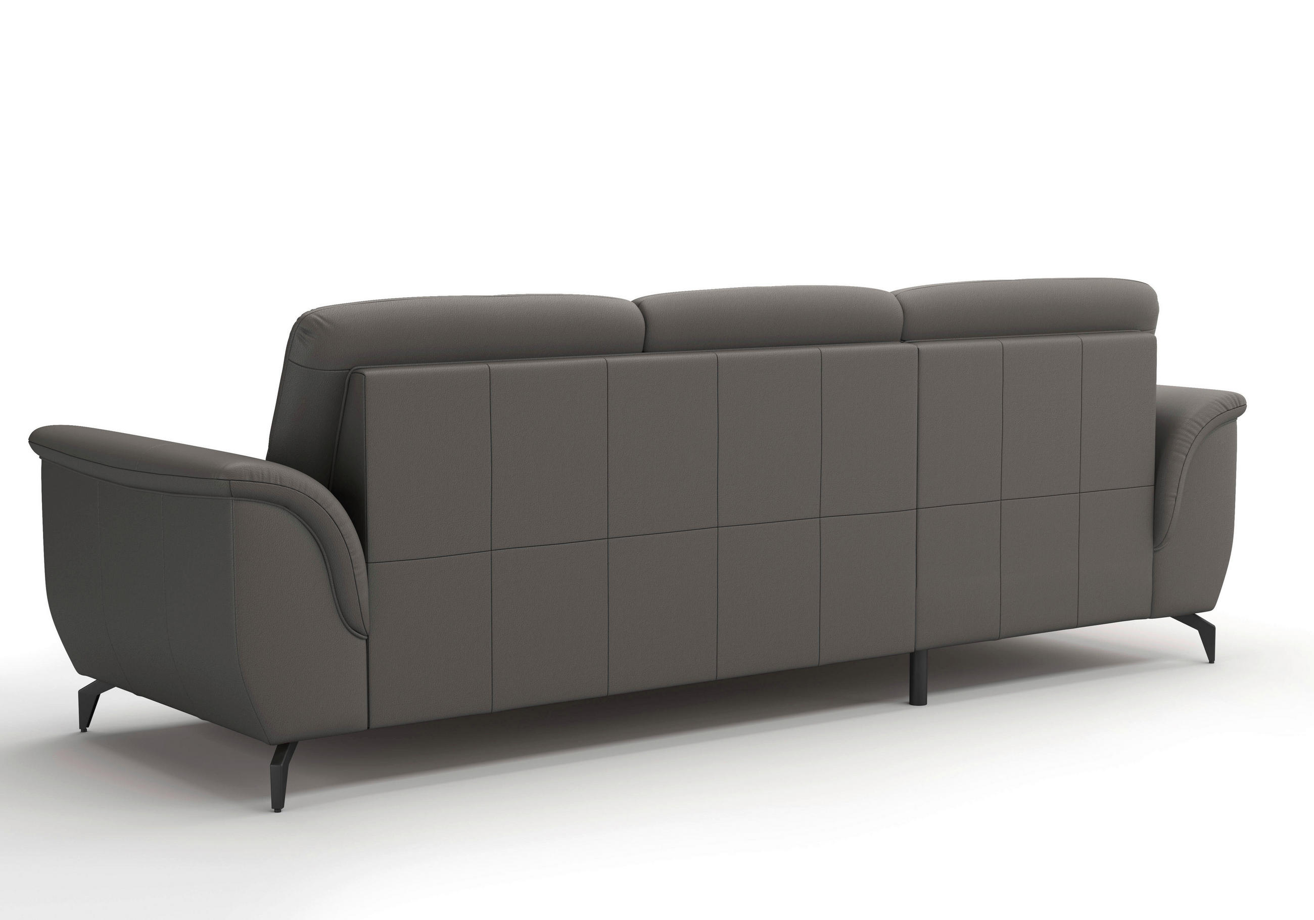 ECKSOFA ZORA E Mokka Echtleder  - Schwarz/Mokka, MODERN, Leder/Metall (164/262cm) - Sit & More