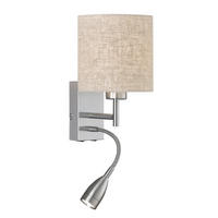 WANDLEUCHTE - Sandfarben/Nickelfarben, Basics, Textil/Metall (16/28cm) - Fischer & Honsel