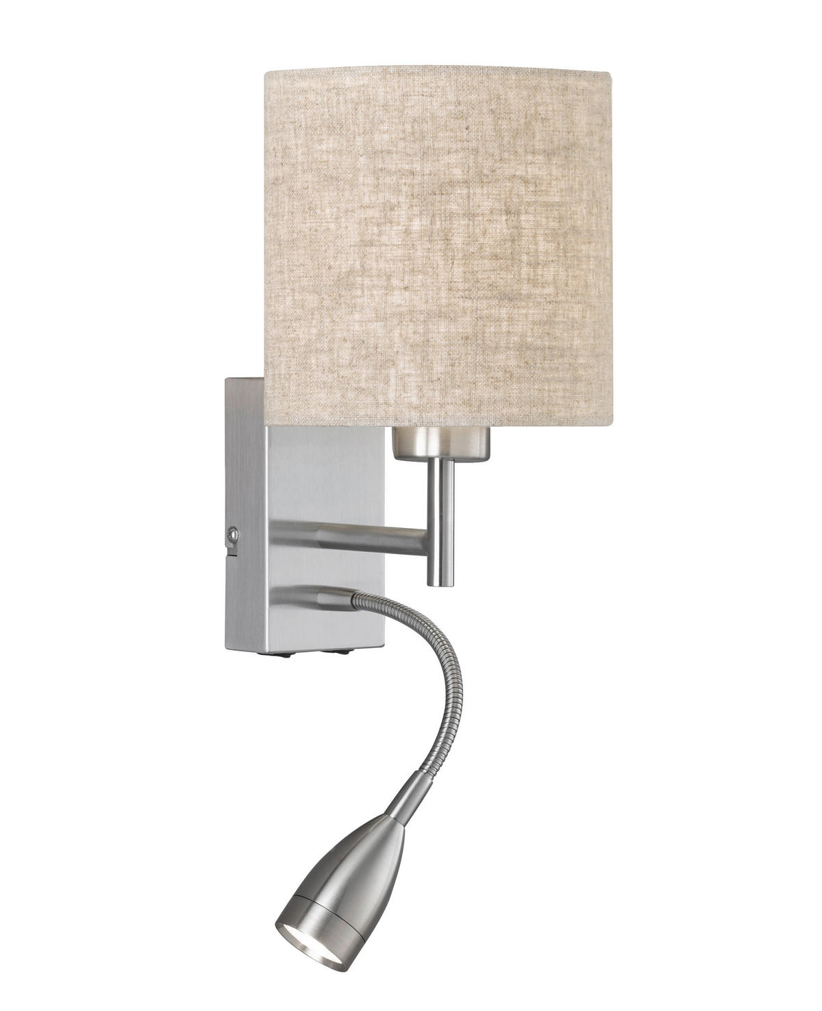 WANDLEUCHTE - Sandfarben/Nickelfarben, Basics, Textil/Metall (16/28cm) - Fischer & Honsel