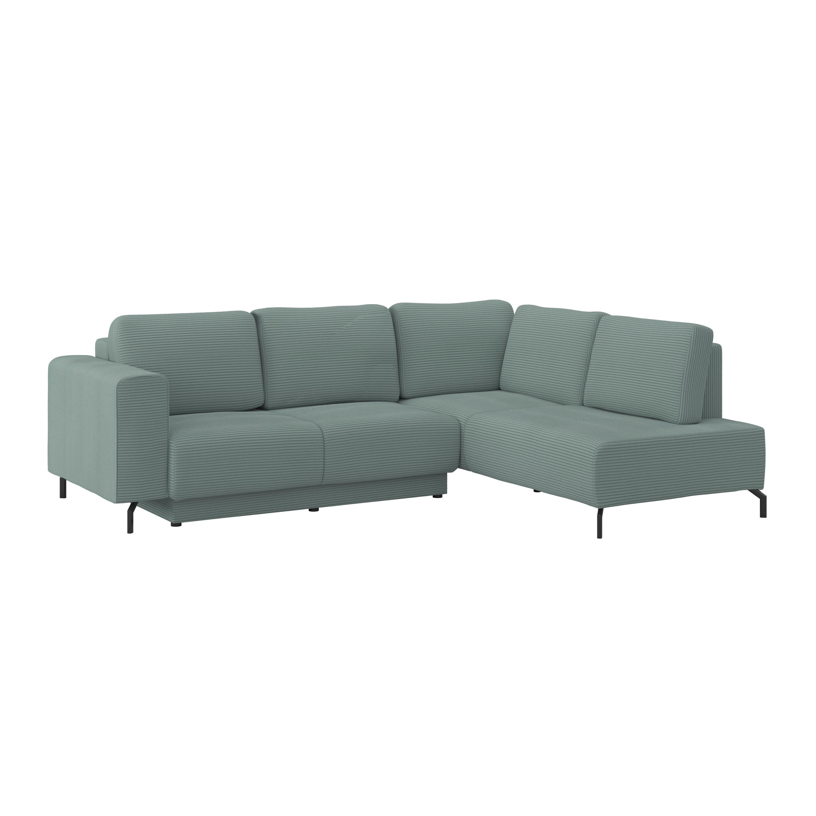 ECKSOFA Mintgrün, Grau Cord  - Schwarz/Mintgrün, MODERN, Textil (272/210cm) - P & B
