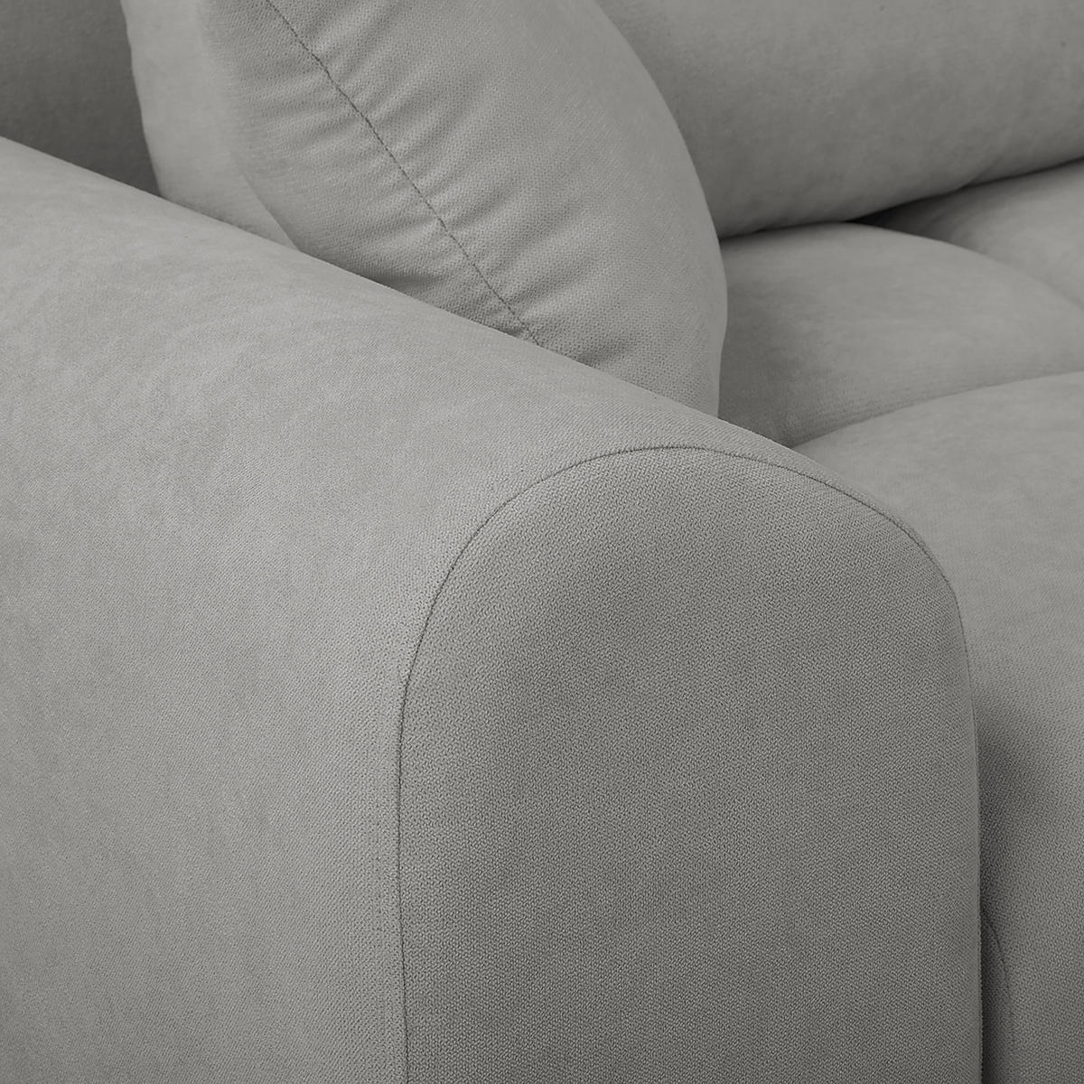 ECKSOFA in Mikrofaser Grau  - Silberfarben/Grau, Design, Textil/Metall (256/175cm) - Livetastic