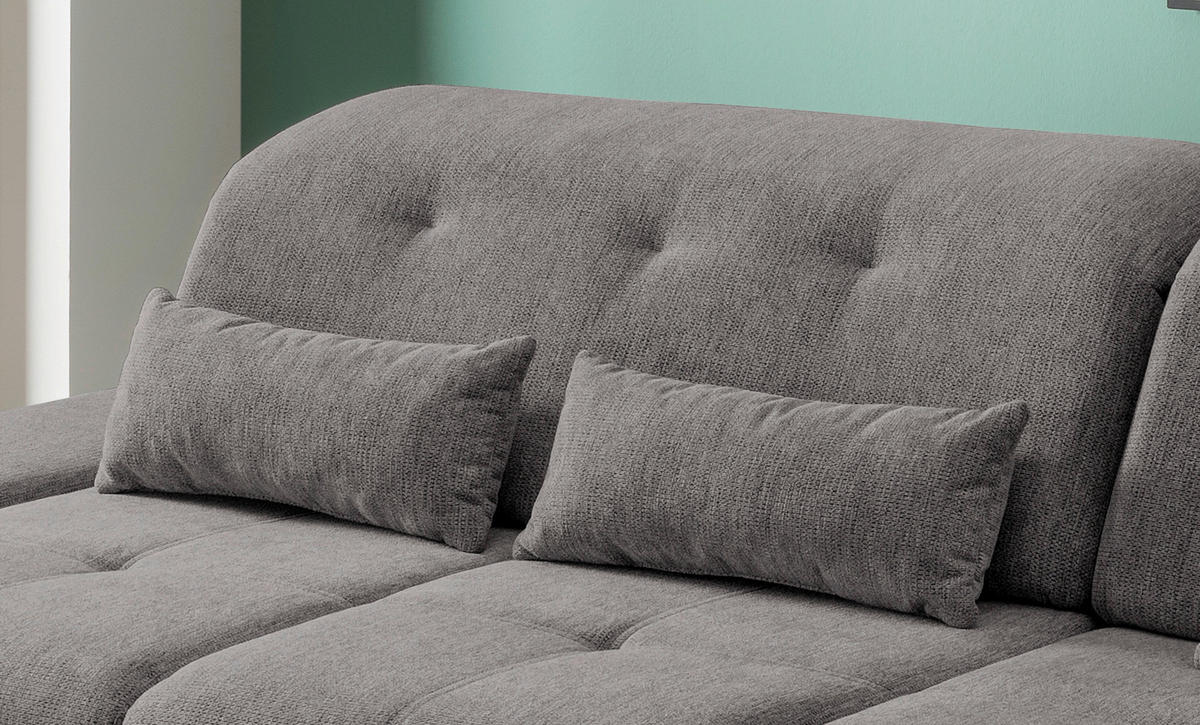 ECKSOFA in Chenille Graubraun  - Chromfarben/Graubraun, Design, Textil/Metall (300/196cm) - Livetastic