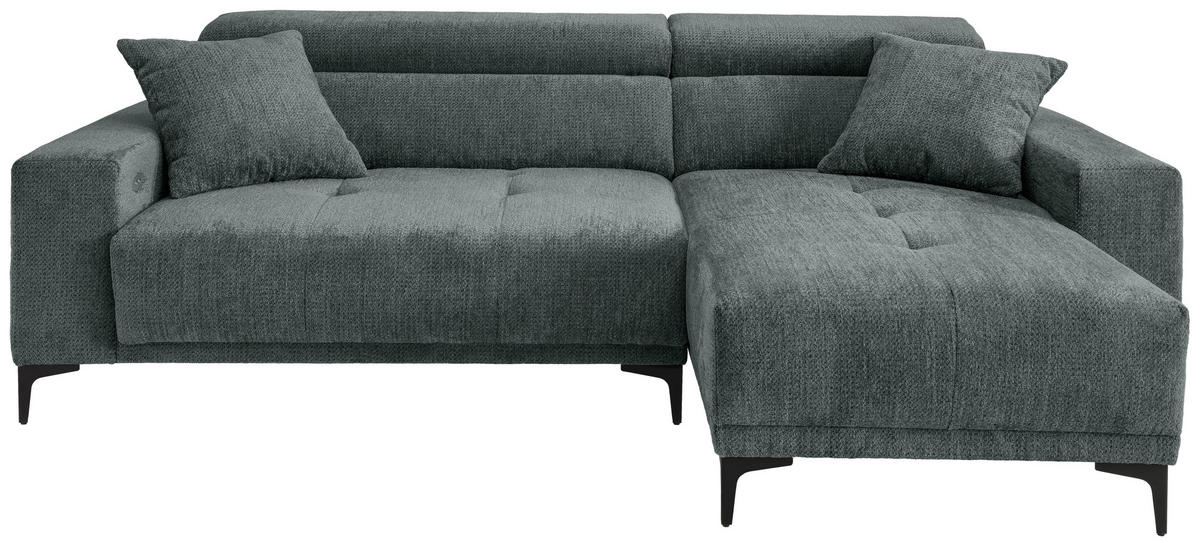 ECKSOFA Chenille Dunkelgrün  - Dunkelgrün/Schwarz, Basics, Textil/Metall (250/183cm) - Livetastic