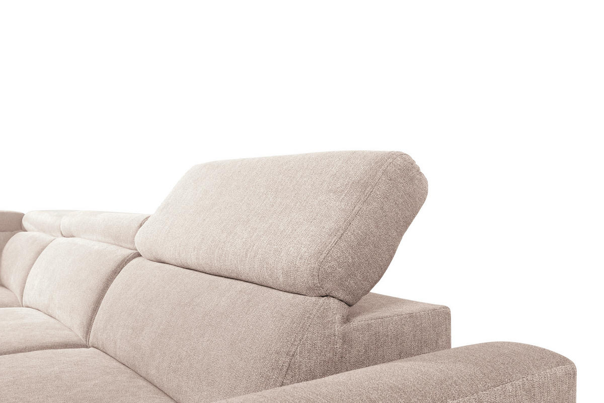ECKSOFA in Velours Creme  - Creme/Schwarz, Konventionell, Textil/Metall (217/255cm) - MID.YOU