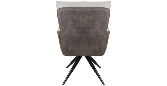 ARMLEHNSTUHL in Eisen Leinenoptik - Anthrazit/Hellgrau, Design, Textil/Metall (60/91/67cm) - Novel