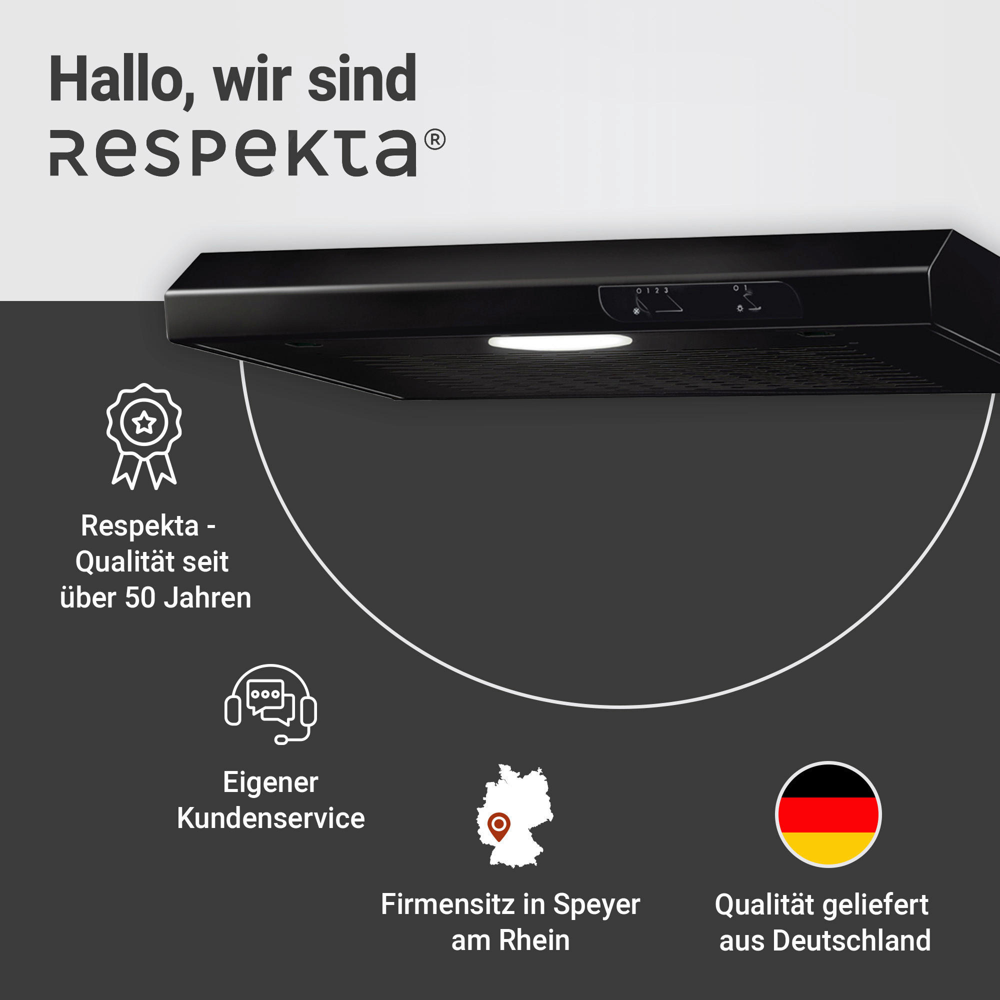 DUNSTABZUGSHAUBE DH630SL  - Schwarz, Trend, Metall (60/7,6/47cm) - Respekta
