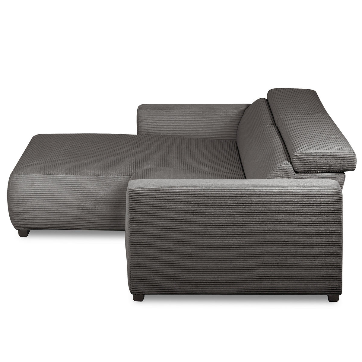 ECKSOFA RENO Grau Cord Relaxfunktion, Kopfteilverstellung  - Schwarz/Grau, Design, Kunststoff/Textil (184/248cm) - Livetastic