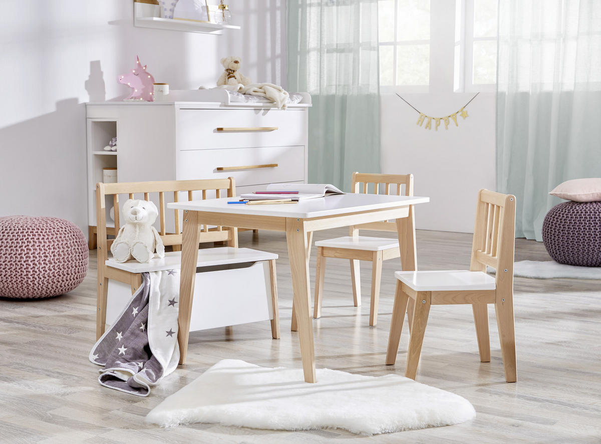 KINDERSITZGRUPPE David Weiss Naturfarben, Weiß  - Naturfarben/Weiß, Basics, Holz - My Baby Lou