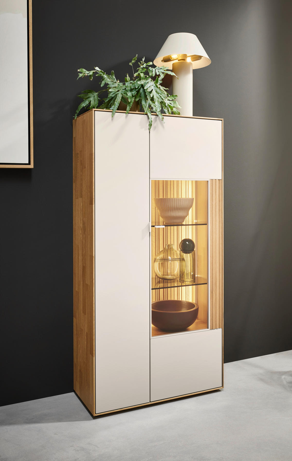 HIGHBOARD 76,9/155,1/37,1 cm Kaschmir, Wildeiche  76,9/155,1/37,1 cm  - Kaschmir/Wildeiche, Design, Glas/Holz (76,9/155,1/37,1cm) - Dieter Knoll