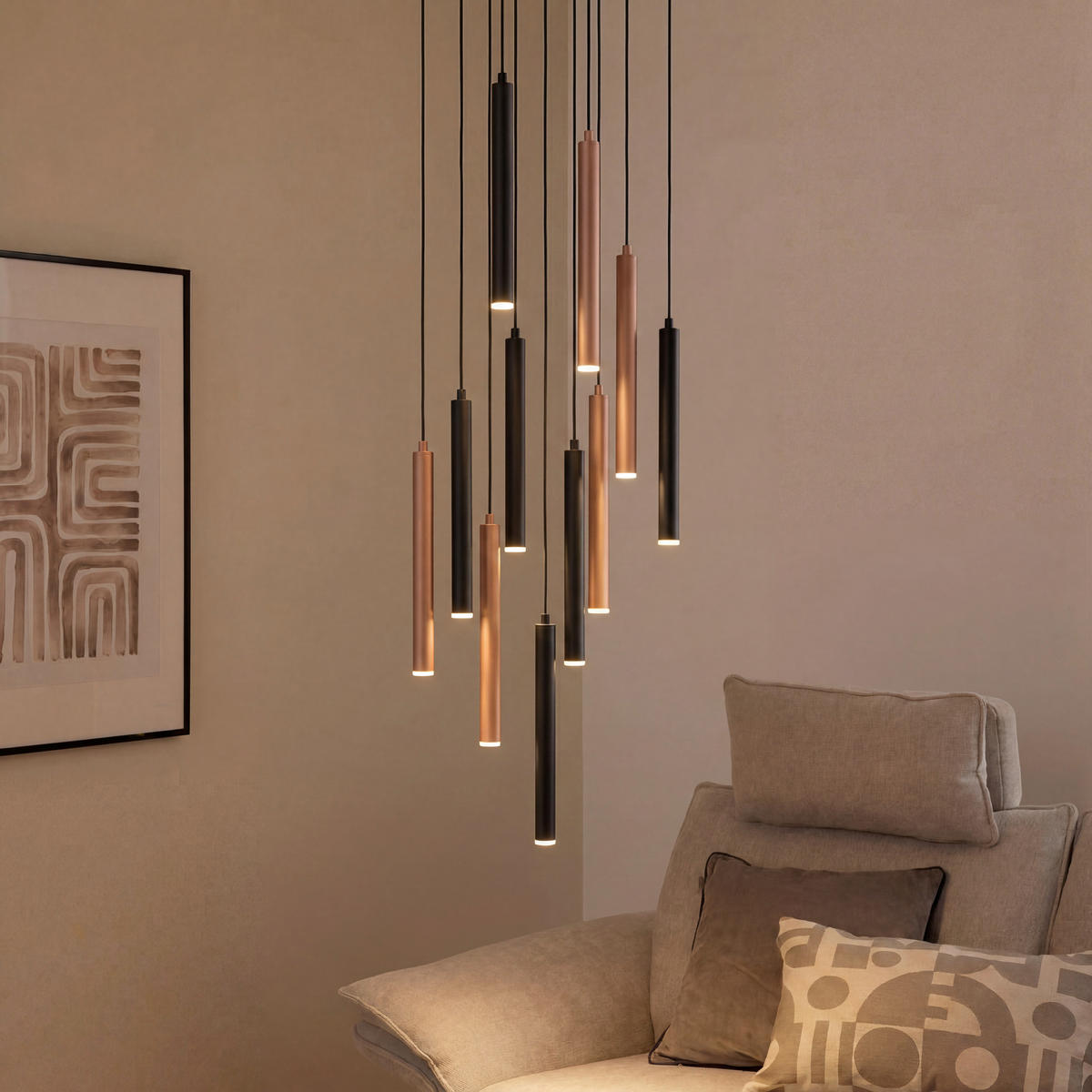 LED-HÄNGELEUCHTE Calina 40/150 cm  - Schwarz/Weiß, Design, Kunststoff/Metall (40/150cm) - Musterring