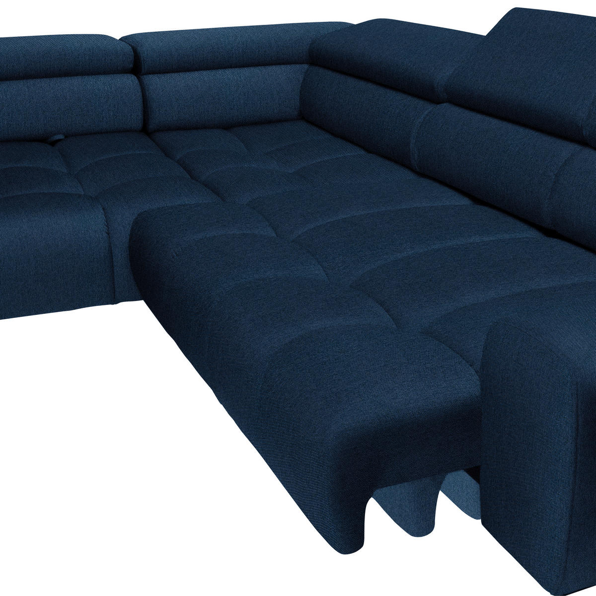 ECKSOFA in Webstoff Dunkelblau  - Schwarz/Dunkelblau, Design, Textil/Metall (216/300cm) - Welnova
