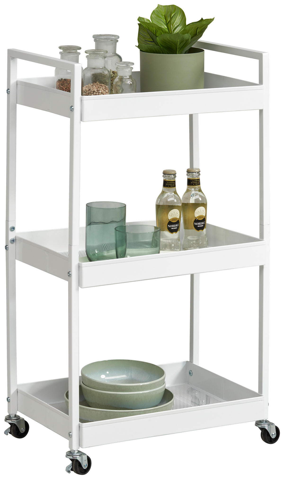 TÁLALÓKOCSI fehér  - fehér, Basics, műanyag/fém (45/30/80cm) - Boxxx