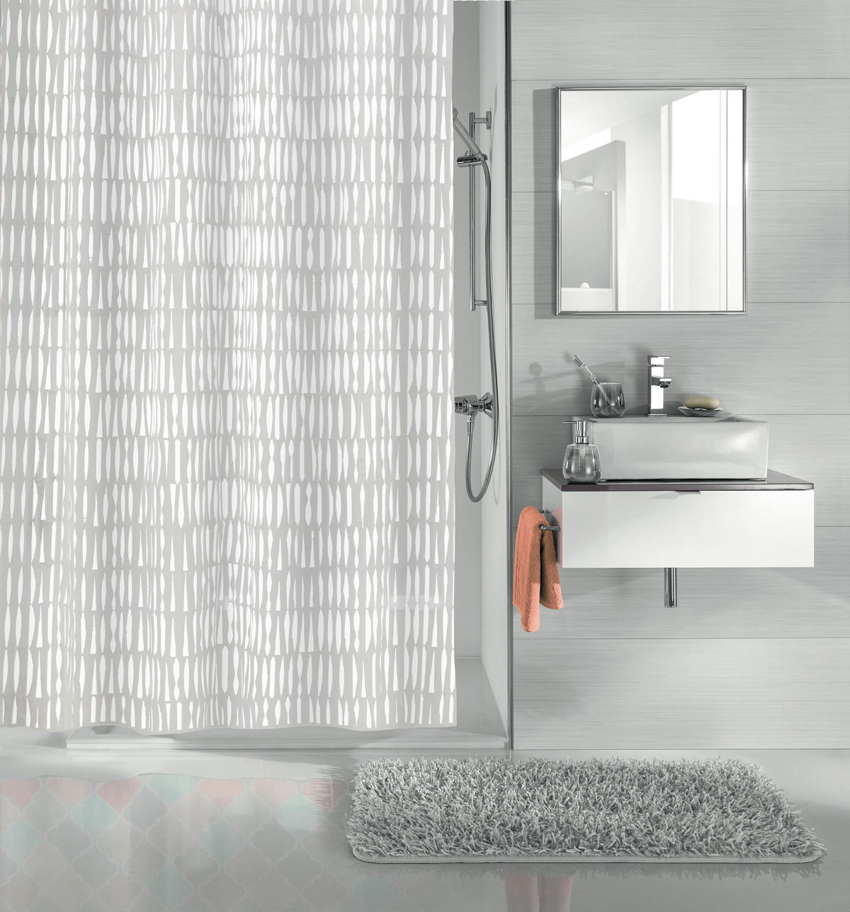 SPRCHOVÝ ZÁVĚS, 180/200 cm - bílá, Konvenční, plast (180/200cm) - Kleine Wolke