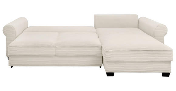 ECKSOFA Creme Cord  - Creme/Schwarz, KONVENTIONELL, Kunststoff/Textil (318/197cm) - Hom`in