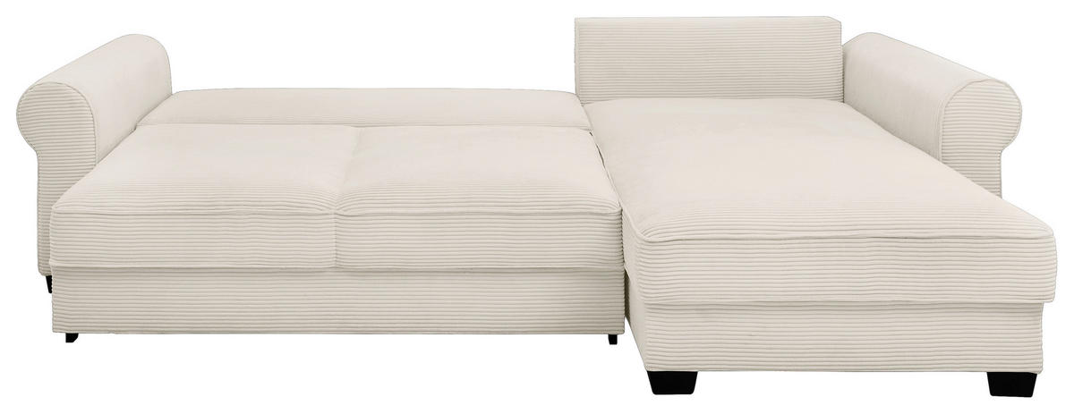 ECKSOFA in Cord Creme  - Creme/Schwarz, Konventionell, Kunststoff/Textil (318/197cm) - MID.YOU