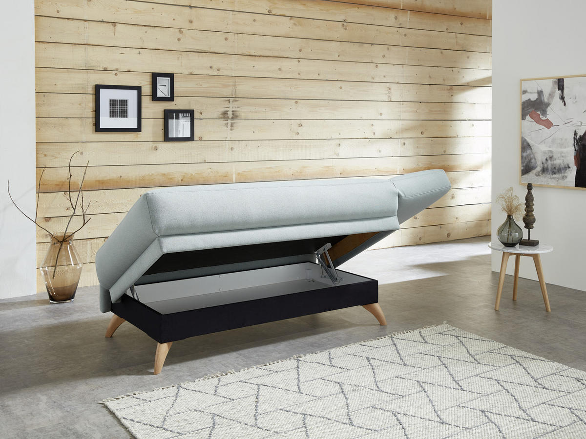 RÉCAMIERE Mintgrün Flachgewebe  - Mintgrün, Design, Holz/Textil (205/87/94cm) - Bali