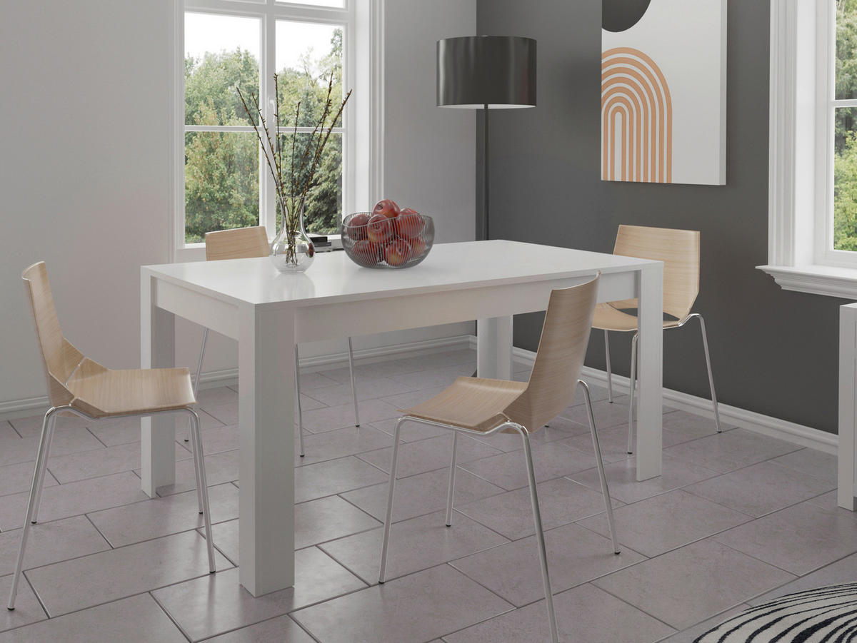 ESSTISCH in Holzwerkstoff  - Weiß Hochglanz, Design, Holzwerkstoff (120/75/80cm) - MID.YOU