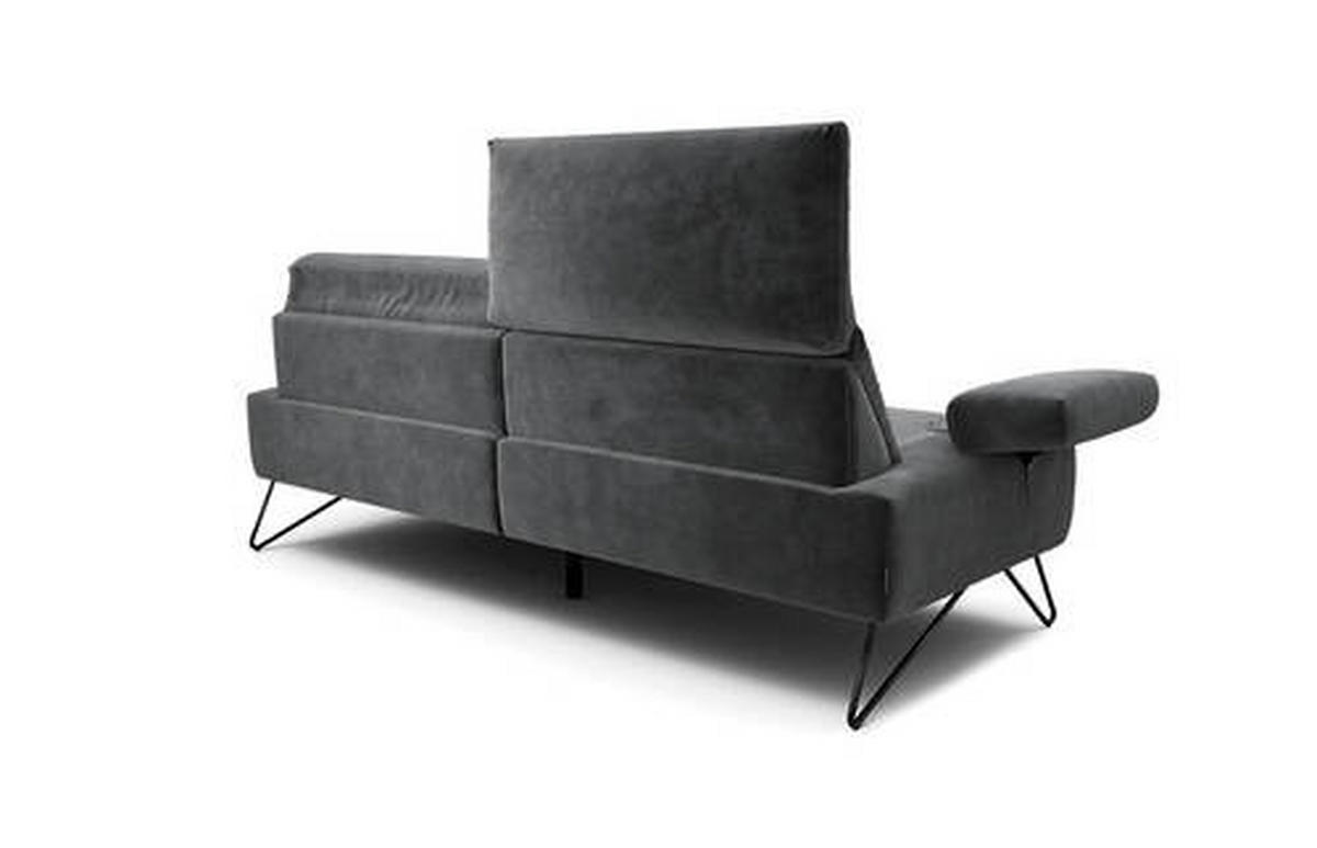 2,5-SITZER in Samt Anthrazit  - Anthrazit/Schwarz, Design, Textil/Metall (204-234/85/86-94cm) - SENSOO
