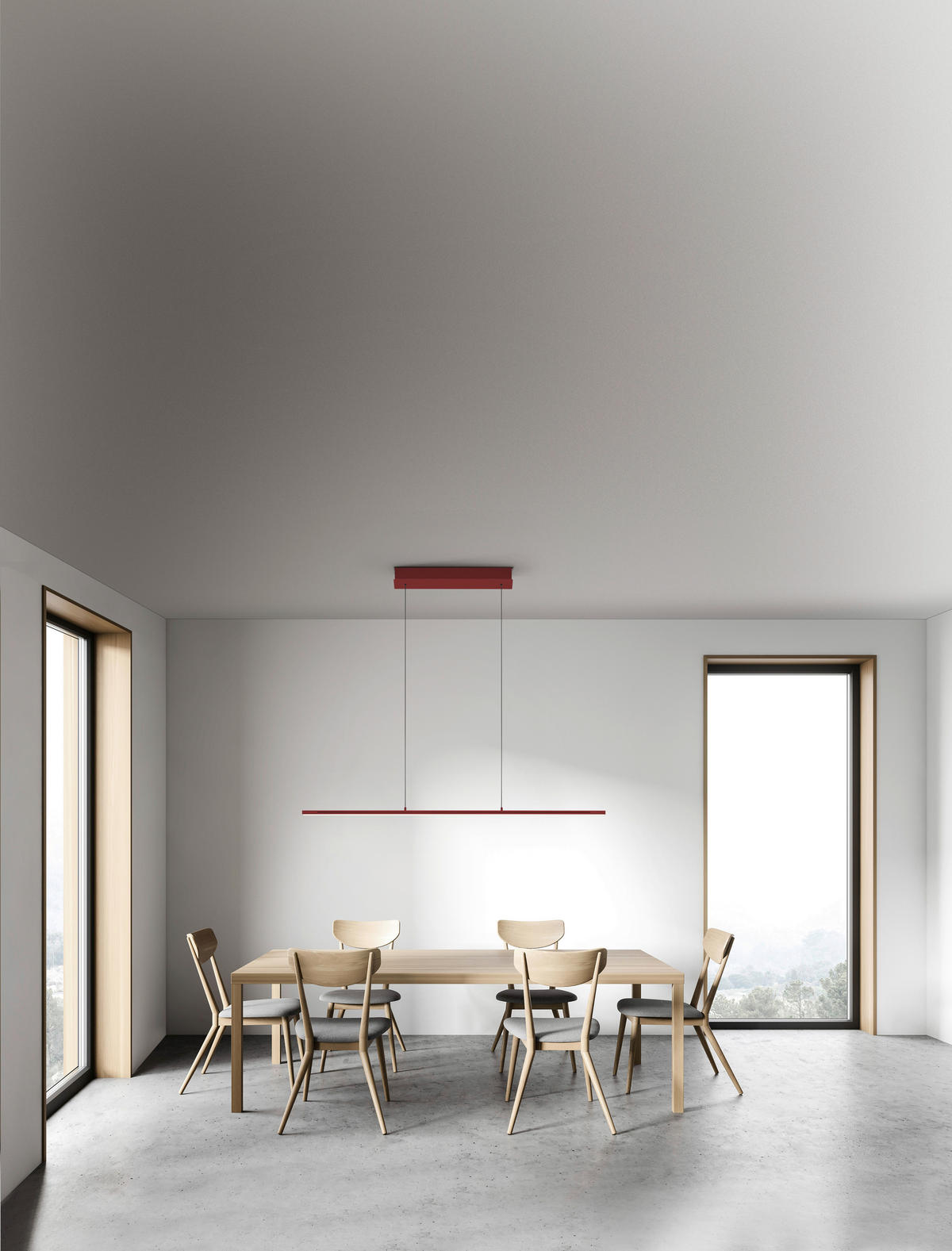 LED-HÄNGELEUCHTE 121/20/150 cm  - Rot, Design, Metall (121/20/150cm) - Hell