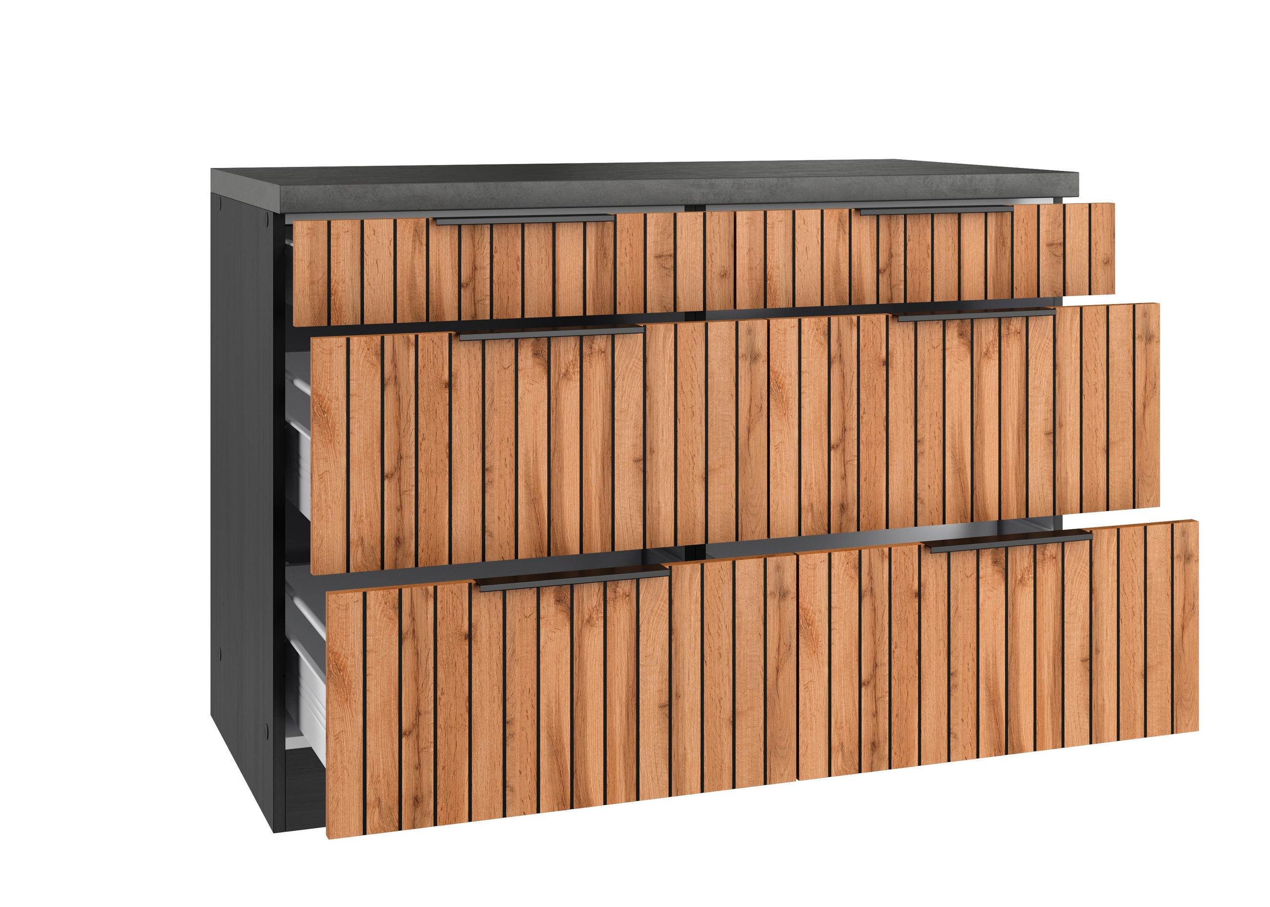SCHUBKASTENUNTERSCHRANK 120/85/60 cm  in Graphitfarben, Eiche Wotan  - Schieferfarben/Eiche Wotan, Basics, Holzwerkstoff/Metall (120/85/60cm) - Held