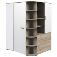 ROHOVÝ ŠATNÍK, 124/199/148 cm - biela/dub San Remo, Design, kompozitné drevo (124/199/148cm) - MID.YOU