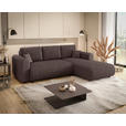 ECKSOFA inkl. Funktionen Dunkelbraun Cord  - Dunkelbraun/Schwarz, KONVENTIONELL, Kunststoff/Textil (260/200cm) - Xora