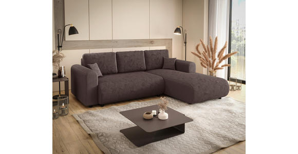 ECKSOFA inkl. Funktionen Dunkelbraun Cord  - Dunkelbraun/Schwarz, KONVENTIONELL, Kunststoff/Textil (260/200cm) - Xora