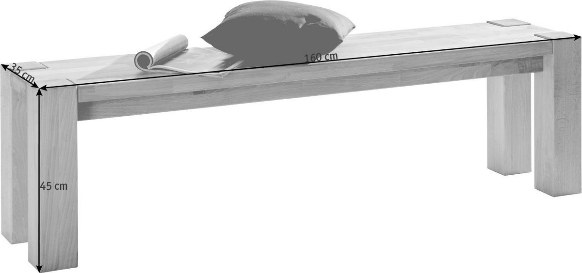 SITZBANK 160/45/35 cm Kernbuche Kernbuche massiv  - Kernbuche, Natur, Holz (160/45/35cm) - Carryhome