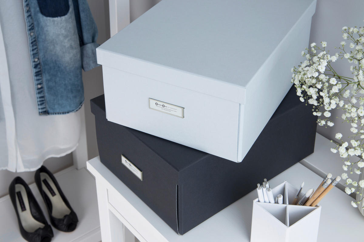 AUFBEWAHRUNGSBOX - Hellgrau/Grau, Basics, Karton/Papier (28.6/16.2/39.2cm)