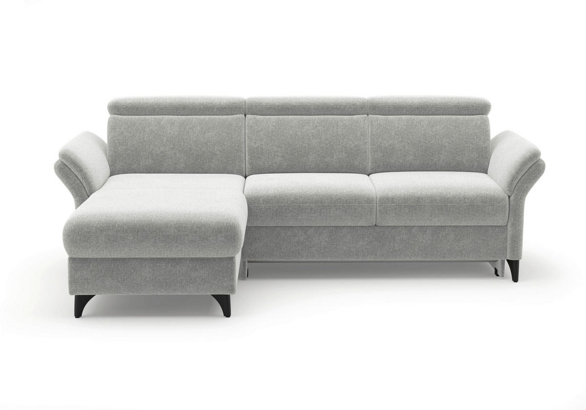 ECKSOFA Flachgewebe Hellgrau  - Hellgrau/Schwarz, Konventionell, Textil/Metall (166/253cm) - Sit & More