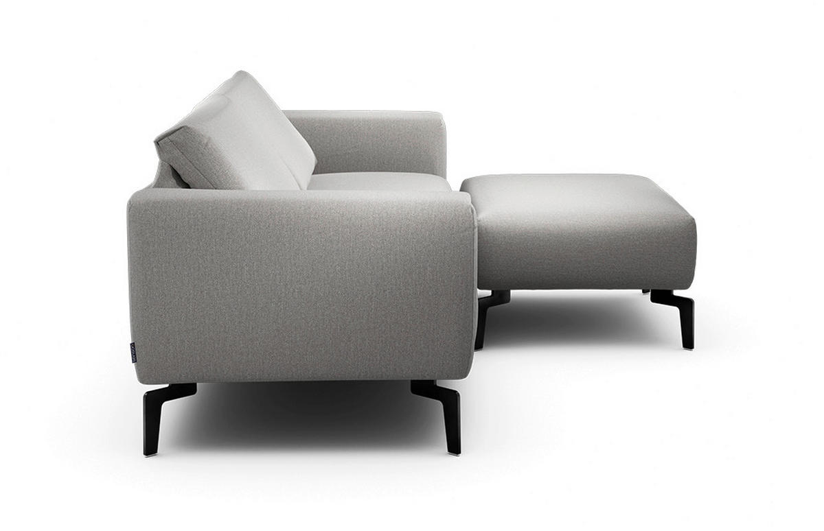 2,5-Sitzer inkl. Hocker Chenille Hellgrau  - Hellgrau/Schwarz, Design, Textil/Metall (220/86/86-94cm) - SENSOO