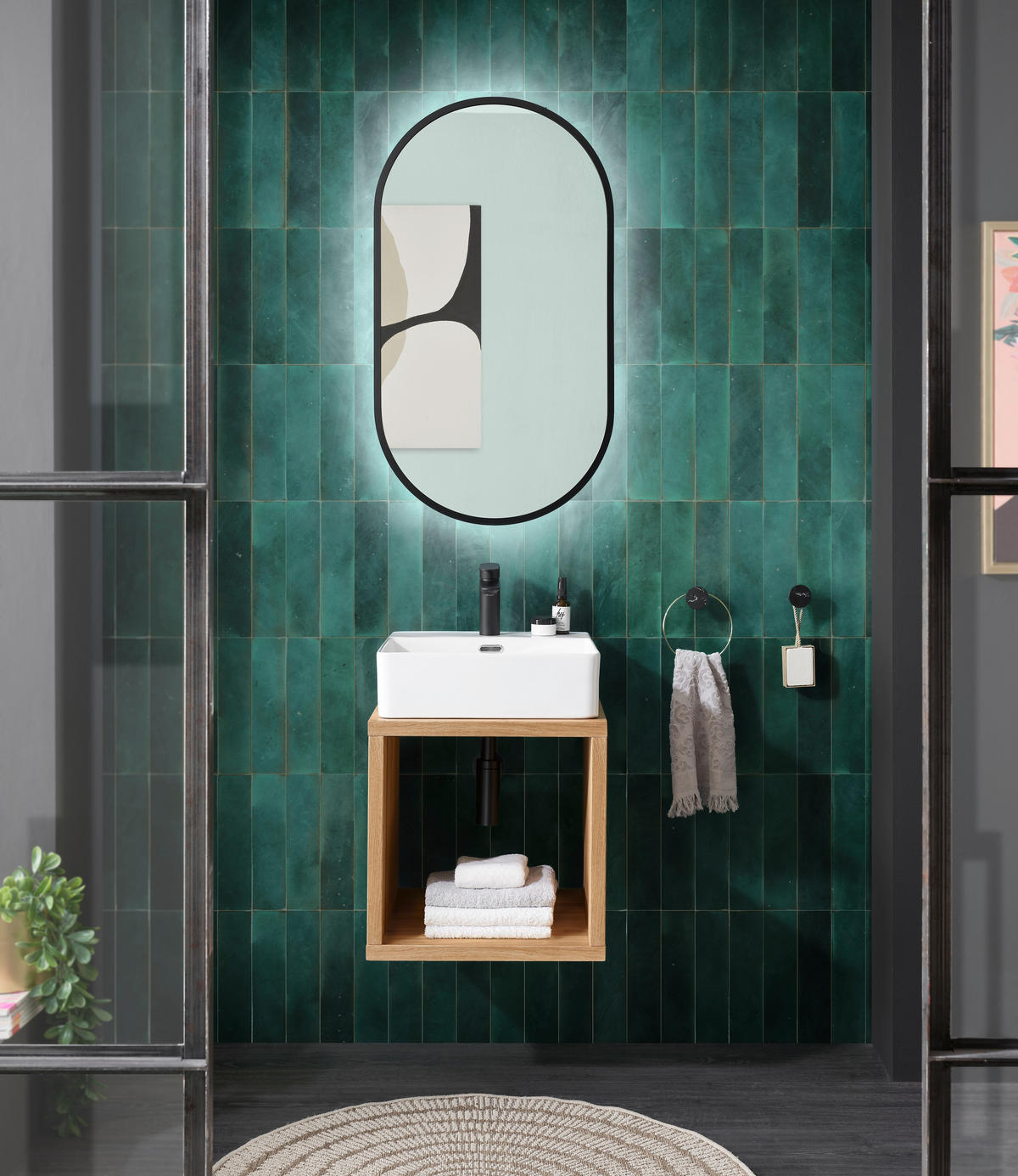 WASCHBECKENUNTERSCHRANK 45/45/47 cm  - Eichefarben, Natur, Holz (45/45/47cm) - Linea Natura