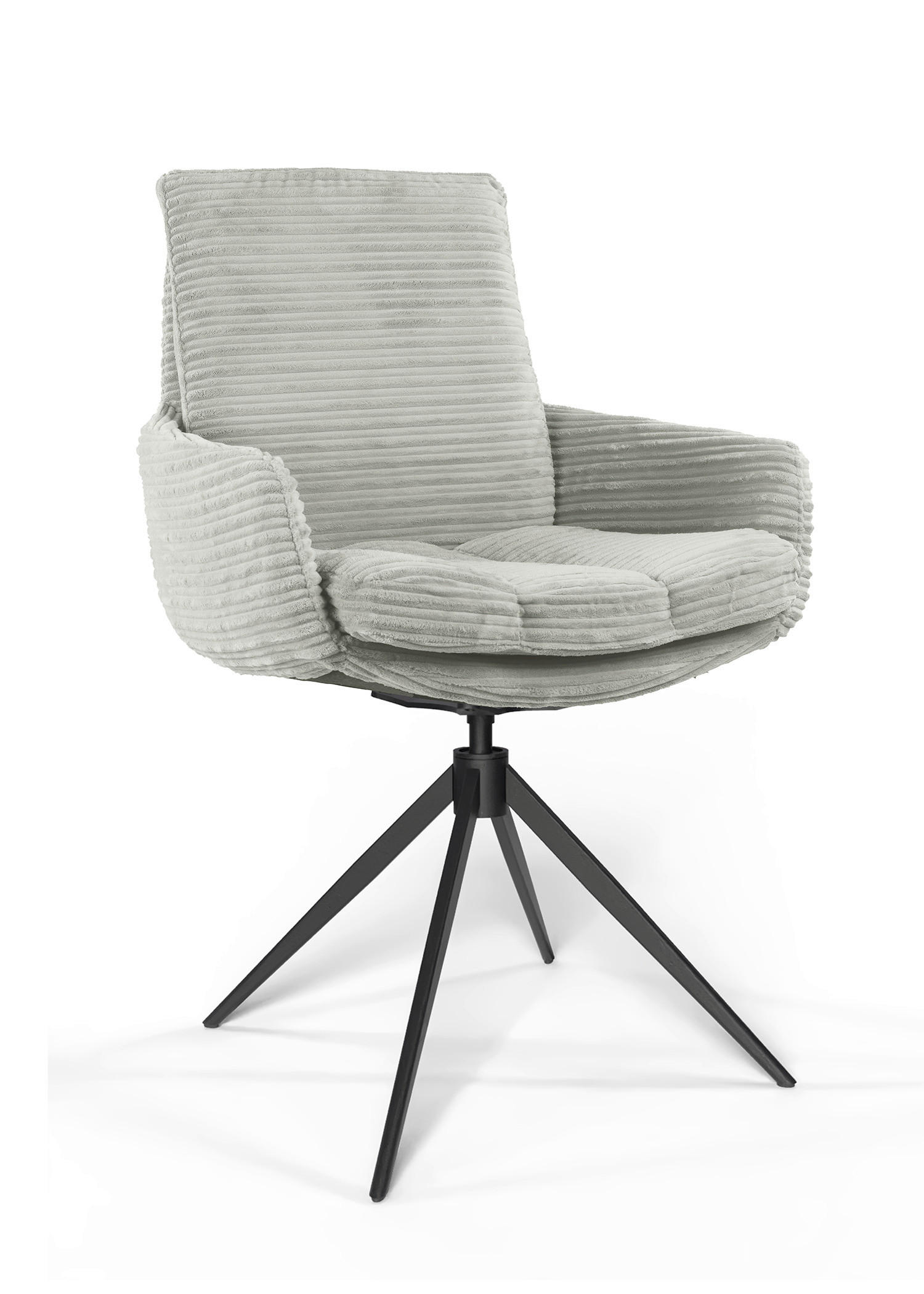 ARMLEHNSTUHL  Beinauswahl, Sitzfläche 360° drehbar, Stoff-/Lederauswahl gerippt  Naturfarben  - Schwarz/Naturfarben, Design, Textil/Metall (60/91/62cm) - Valdera