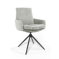 ARMLEHNSTUHL  Beinauswahl, Sitzfläche 360° drehbar, automatische Rückholfunktion, Stoff-/Lederauswahl gerippt  Naturfarben  - Schwarz/Naturfarben, Design, Textil/Metall (60/91/62cm) - Valdera
