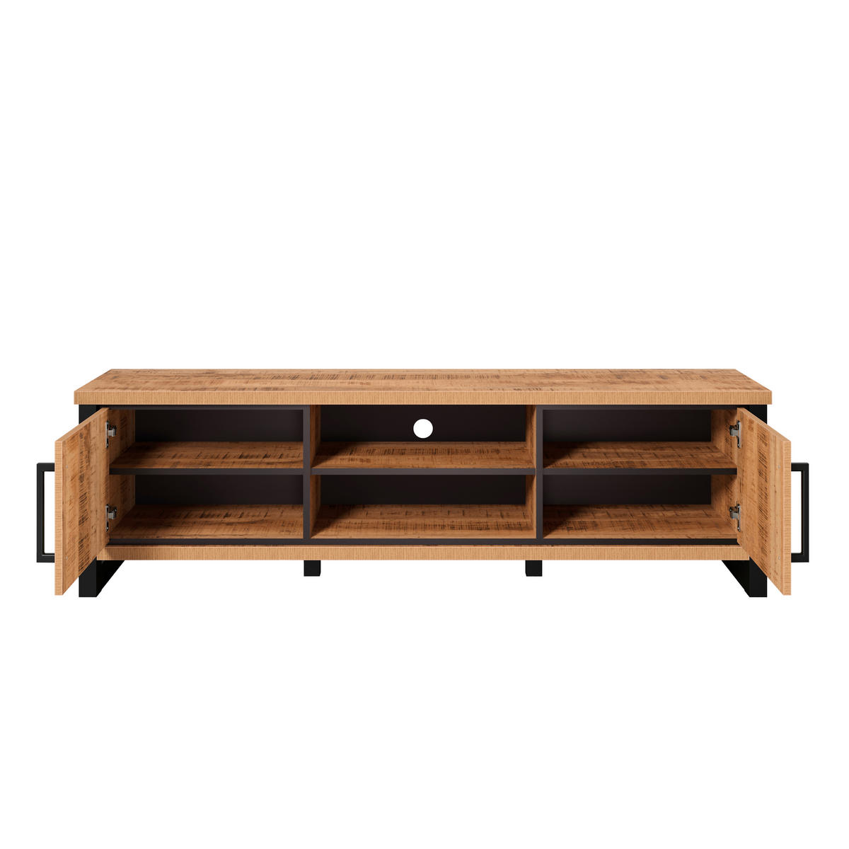 LOWBOARD ENNA WO  166/50/45 cm  - Schwarz/Naturfarben, Basics, Holzwerkstoff/Metall (166/50/45cm) - MID.YOU