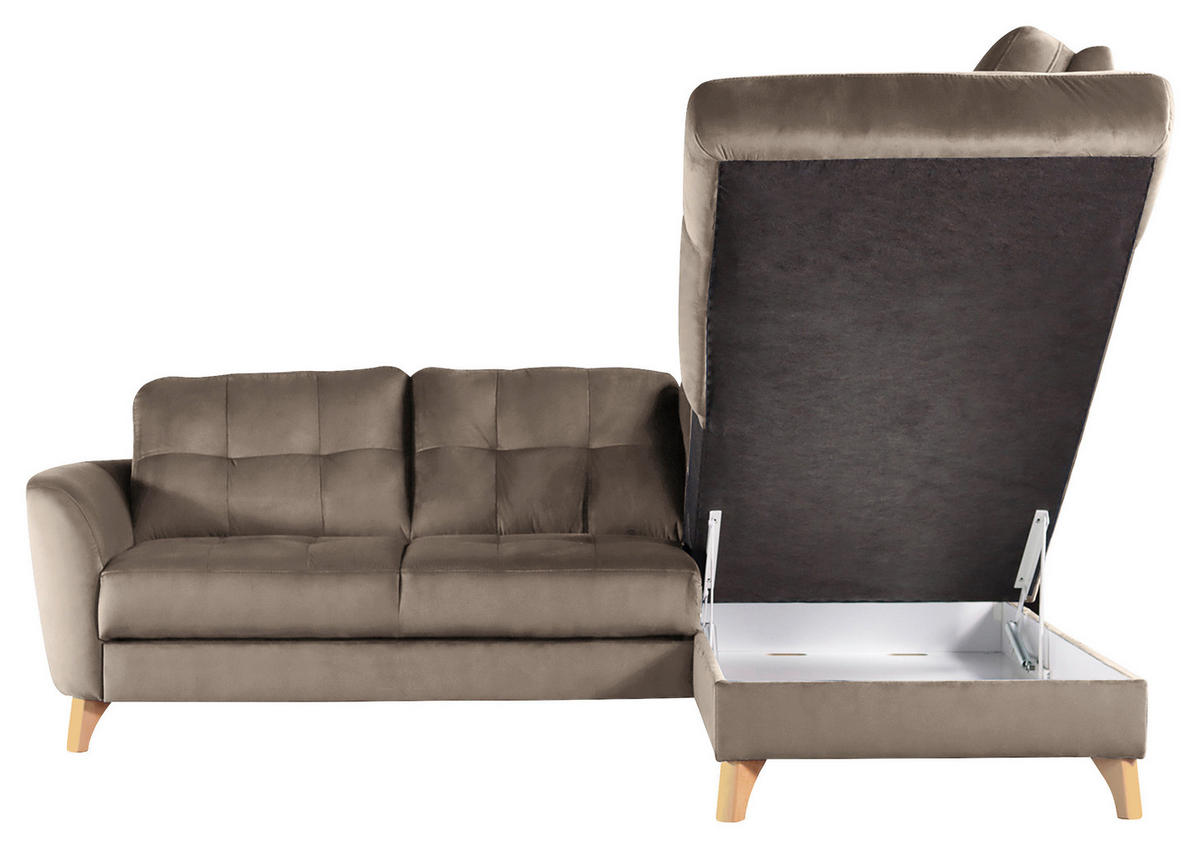 ECKSOFA - Beige/Buchefarben, Design, Holz/Textil (236/190cm) - Livetastic