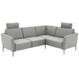 ECKSOFA  in Flachgewebe Grauweiß  238/186 cm  - Eichefarben/Grauweiß, Design, Holz/Textil (238/186cm) - Valnatura