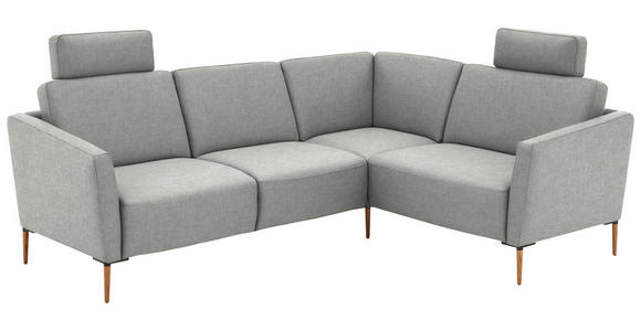 ECKSOFA  in Flachgewebe Grauweiß  238/186 cm  - Eichefarben/Grauweiß, Design, Holz/Textil (238/186cm) - Valnatura