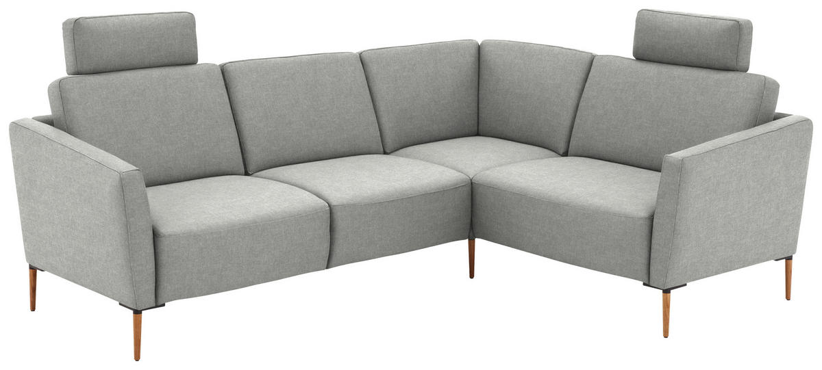 ECKSOFA  in Flachgewebe Grauweiß  238/186 cm  - Eichefarben/Grauweiß, Design, Holz/Textil (238/186cm) - Valnatura