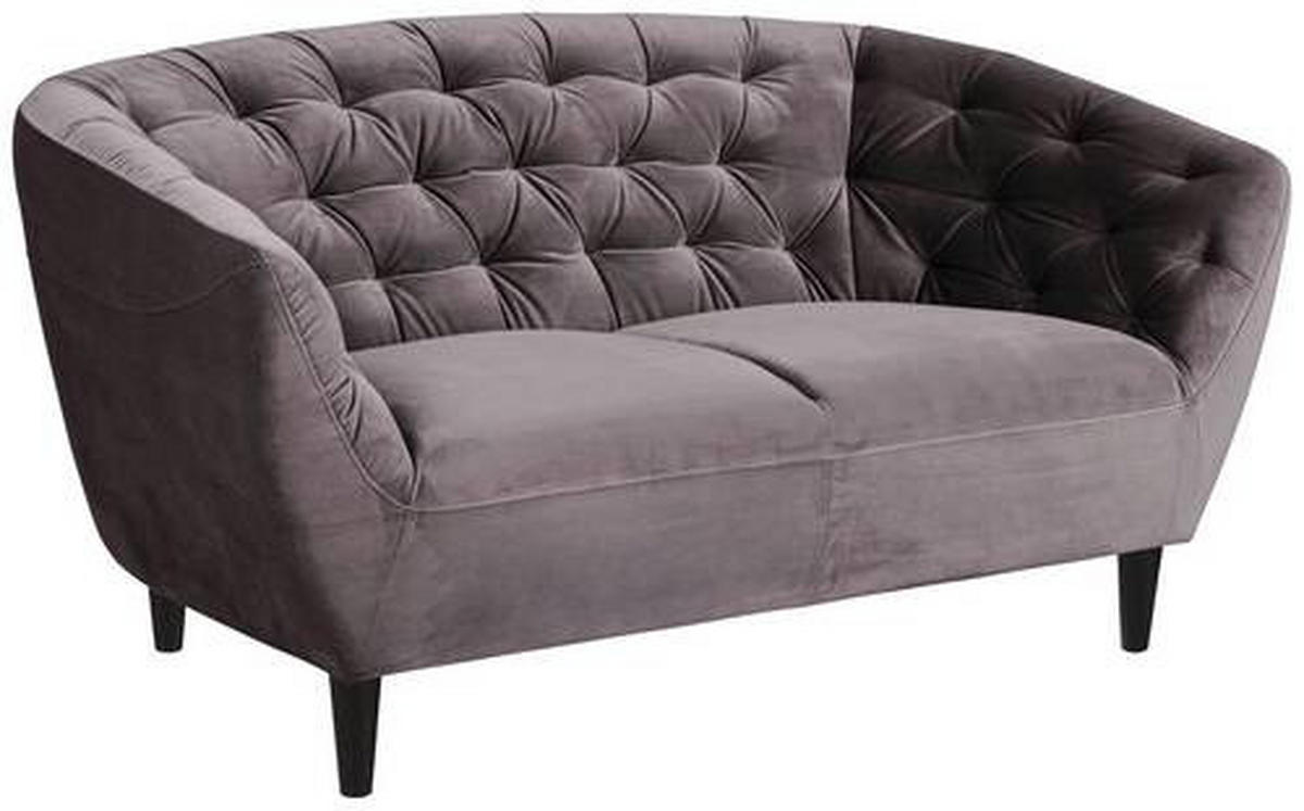 CHESTERFIELD-SOFA Dunkelgrau Samt  - Dunkelgrau/Schwarz, Trend, Holz/Textil (150/78/84cm) - Ambia Home
