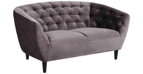 CHESTERFIELD-SOFA in Samt Dunkelgrau  - Dunkelgrau/Schwarz, Trend, Holz/Textil (150/78/84cm) - Ambia Home