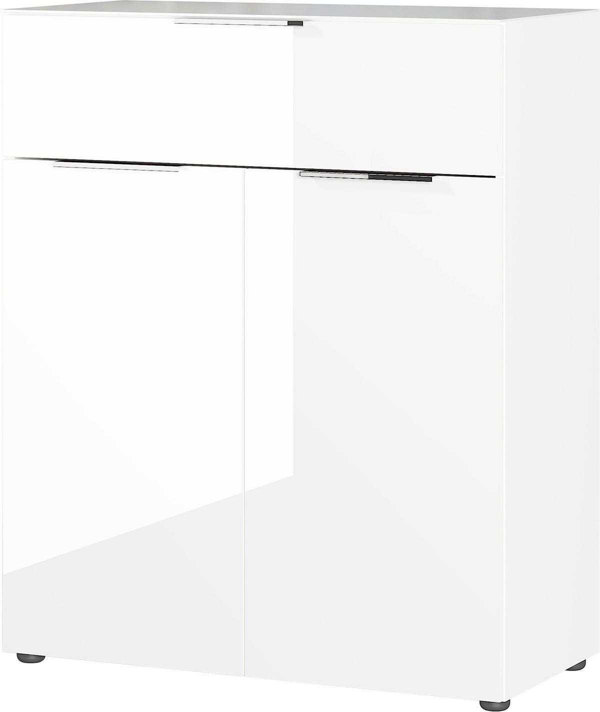 KOMÓD 83/102/42 cm  - fekete/ezüstszínű, Modern, műanyag/faalapú anyag (83/102/42cm) - Premium Living