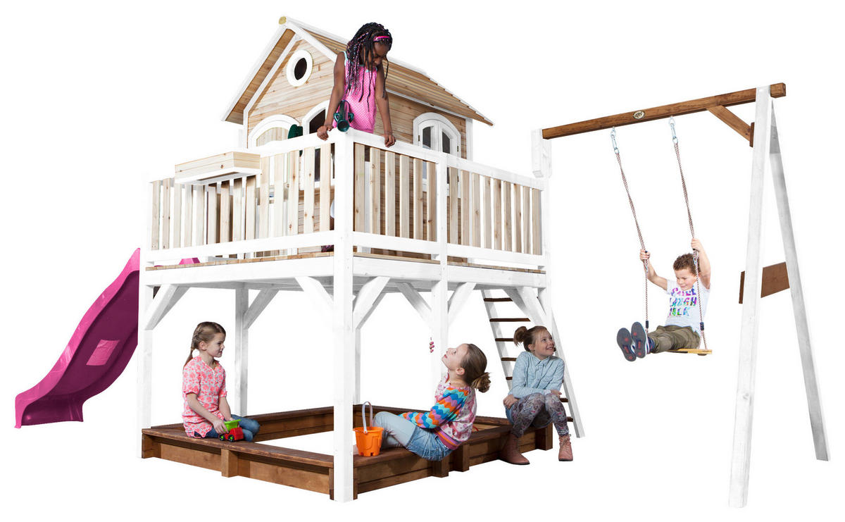 SPIELTURM 541/291/277 cm  - Lila/Braun, KONVENTIONELL, Holz/Kunststoff (541/291/277cm) - Ambia Garden