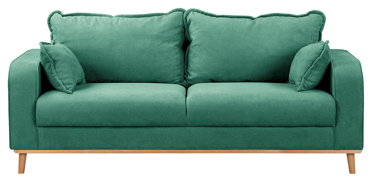 3-SITZER-SOFA Mikrofaser Mintgrün  - Wengefarben/Mintgrün, Design, Holz/Textil (193/86/87cm) - Livetastic