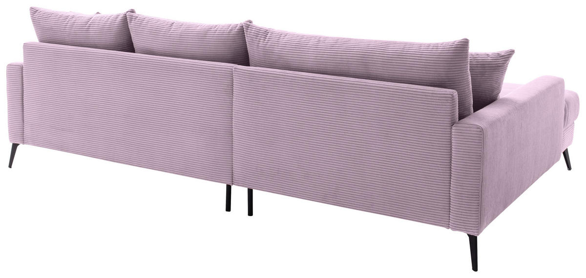 ECKSOFA Lila Cord  - Lila/Schwarz, KONVENTIONELL, Textil/Metall (173/280cm) - Hom`in