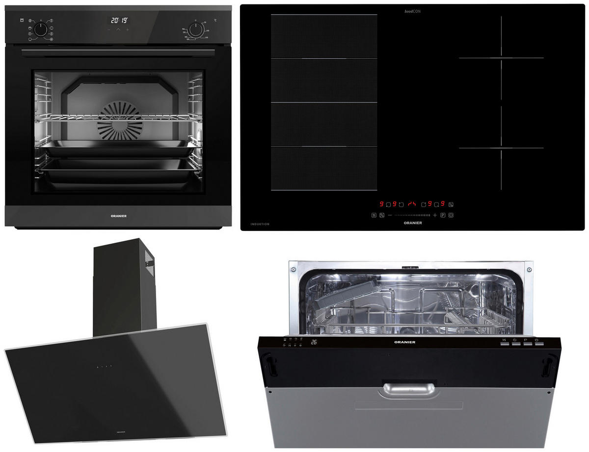 ELEKTROGERÄTESET - Schwarz, Basics, Glas/Metall - Oranier
