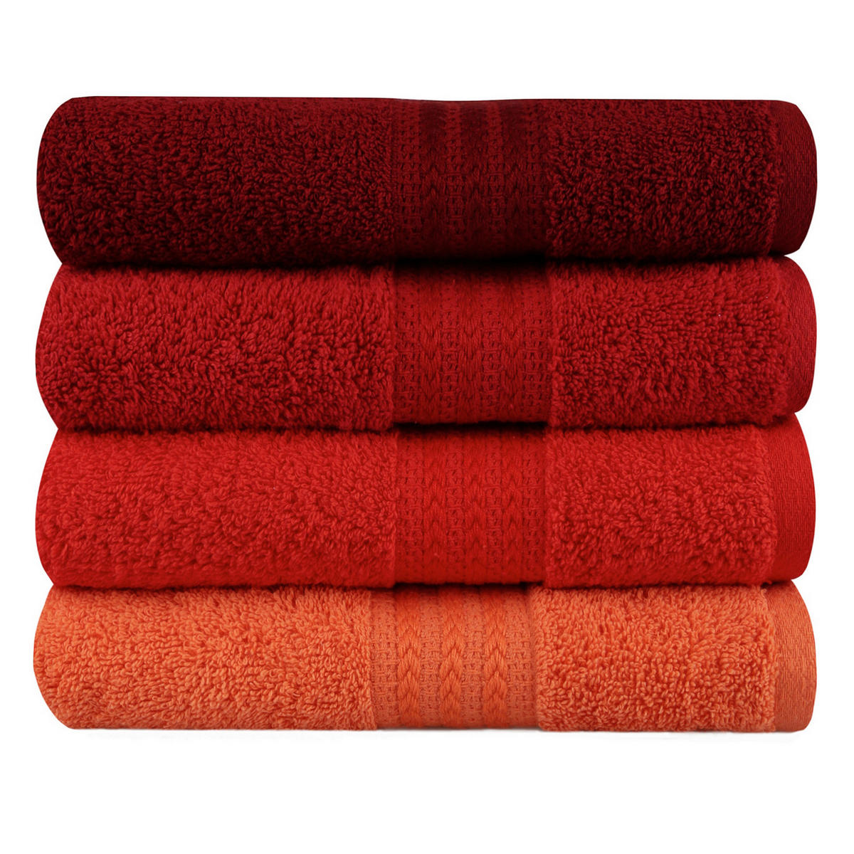 HANDTUCHSET Orange, Rot, Hellrot, Dunkelorange 4-teilig  - Hellrot/Rot, Basics, Textil (50/90cm)