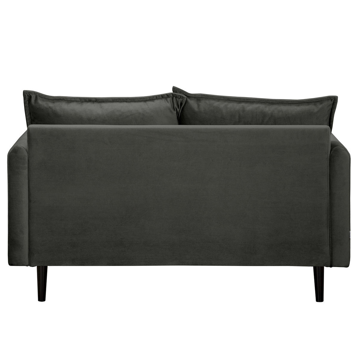 2-SITZER-SOFA JULI Samt Dunkelgrau  - Dunkelgrau/Schwarz, Design, Holz/Textil (138/86/100cm) - P & B