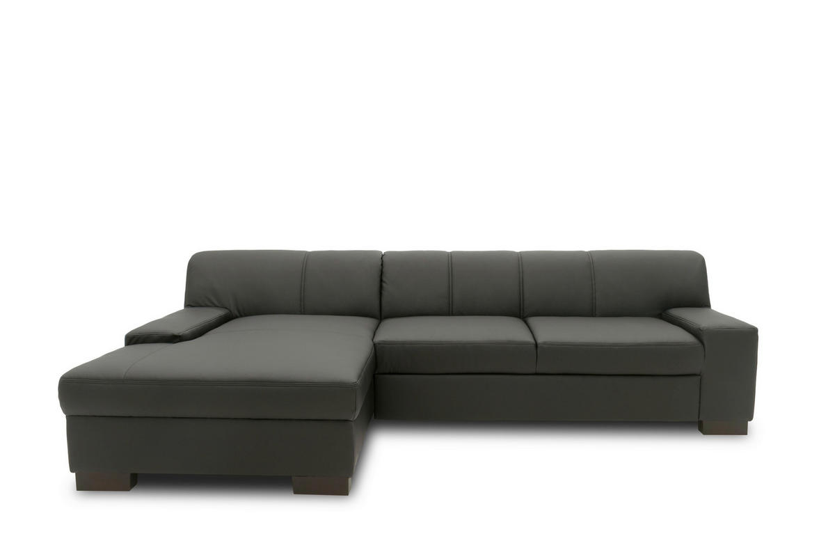 ECKSOFA  in Lederlook Schwarz  153/268 cm  - Wengefarben/Schwarz, Design, Holz/Textil (153/268cm) - MID.YOU